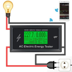AC 230V 0-100A Volt Ampere Power kWh Energy Meter dengan Bluetooth